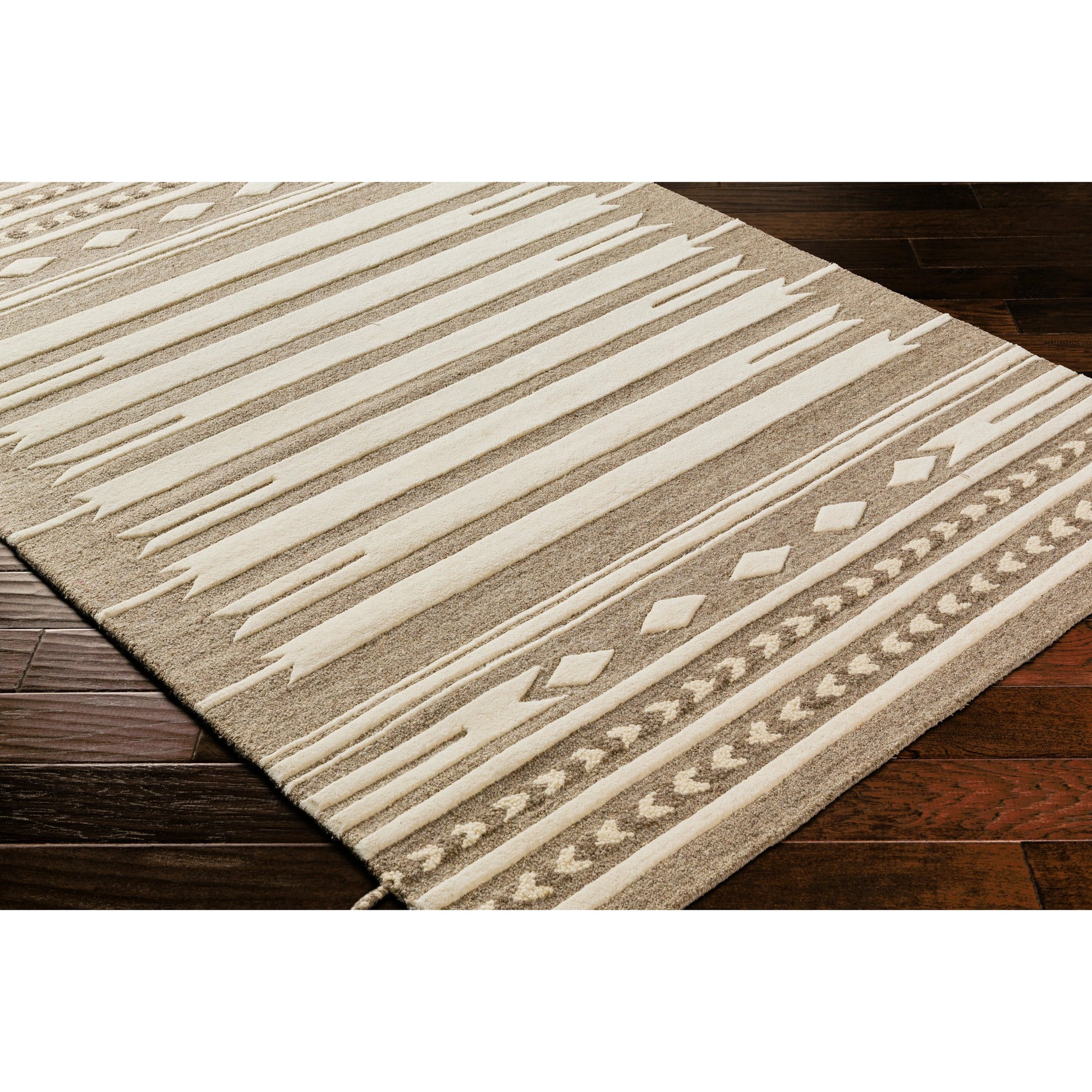 Cherokee Rug - 29982 by Livabliss in oatmeal, dark brown, brown. Made from 100% wool in a unique style.