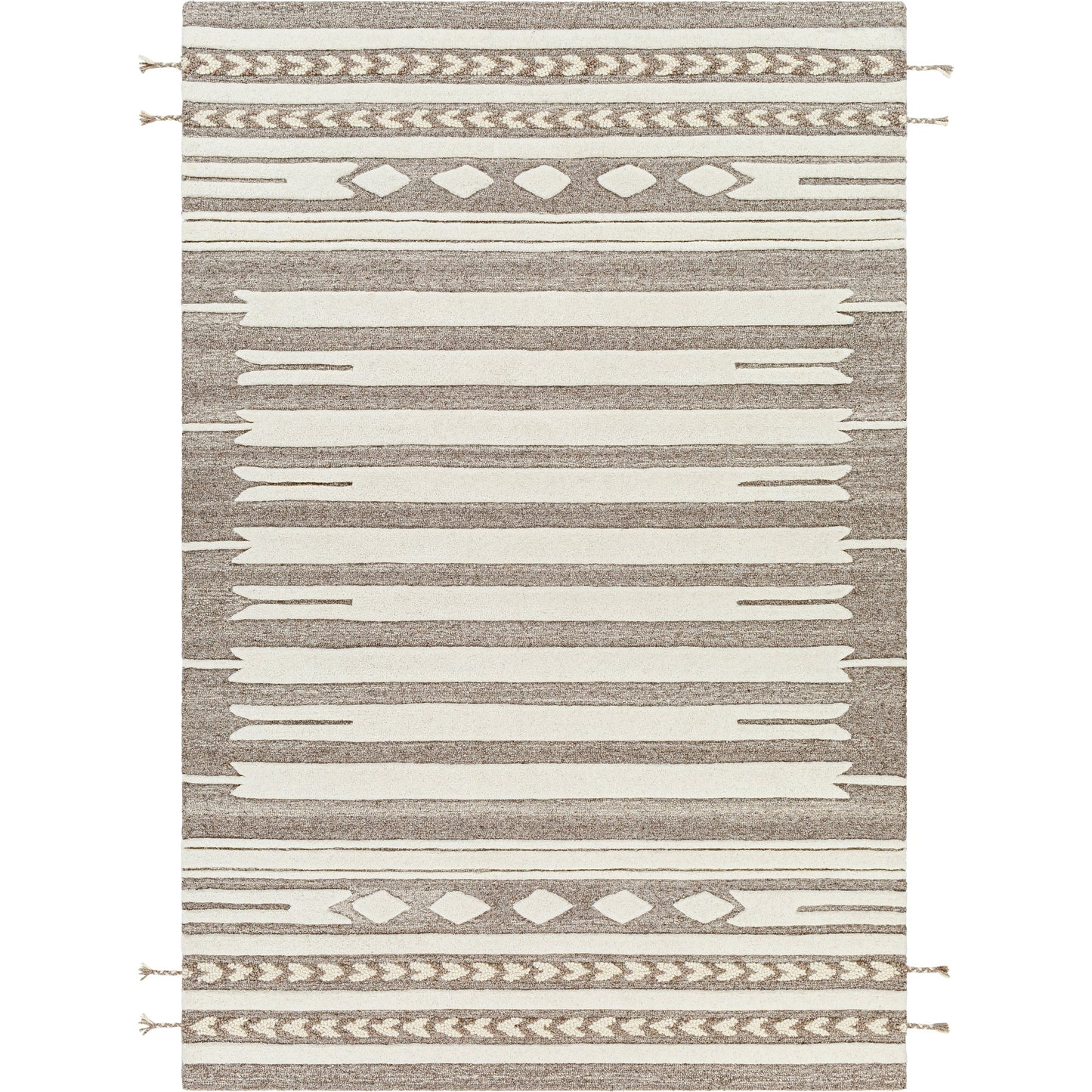 001 SI-1826318,SI-1826323,SI-1826324 | Primary Silo | Cherokee Rug - 29982 by Livabliss in oatmeal, dark brown, brown. Made from 100% wool in a unique style.