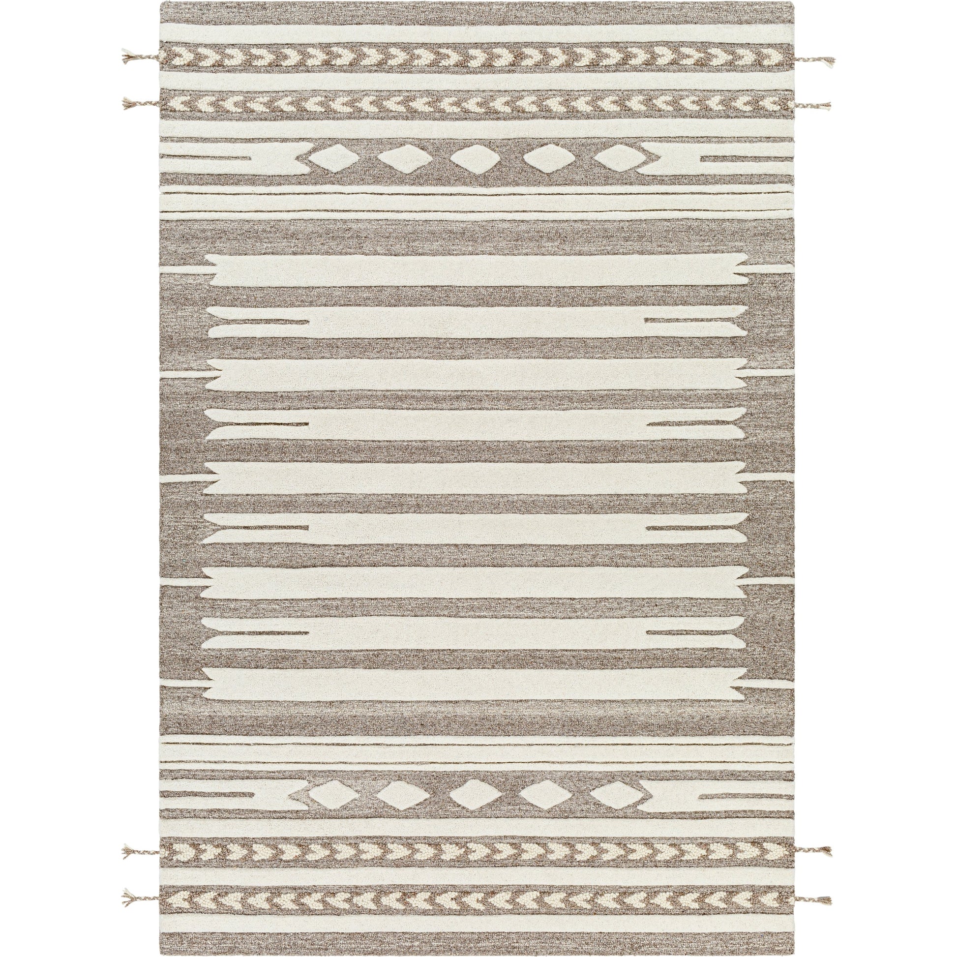 Cherokee Rug - 29982 by Livabliss in oatmeal, dark brown, brown. Made from 100% wool in a unique style.
