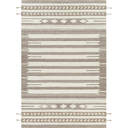 Cherokee Rug - 29982 by Livabliss in oatmeal, dark brown, brown. Made from 100% wool in a unique style.