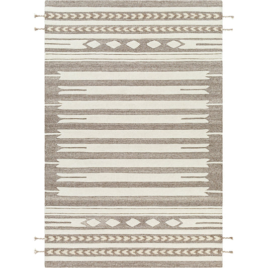 Cherokee Rug - 29982 by Livabliss in oatmeal, dark brown, brown. Made from 100% wool in a unique style.