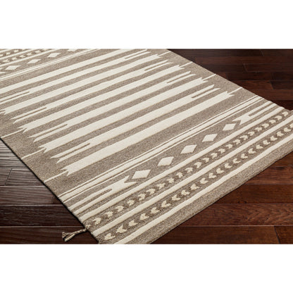 Cherokee Rug - 29982 by Livabliss in oatmeal, dark brown, brown. Made from 100% wool in a unique style.