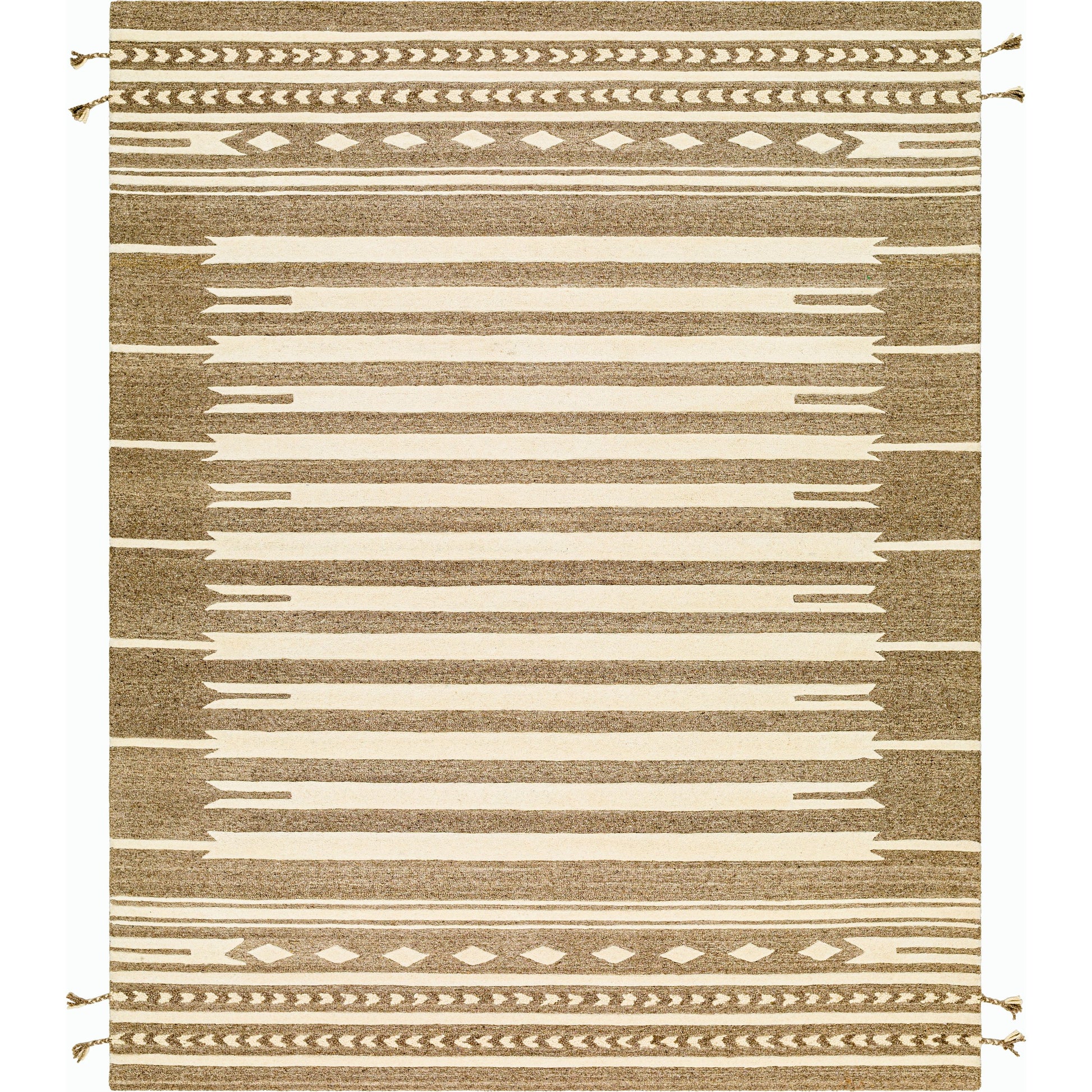 Cherokee Rug - 29982 by Livabliss in oatmeal, dark brown, brown. Made from 100% wool in a unique style.