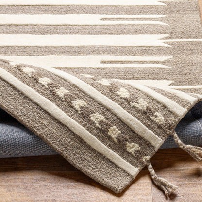 Cherokee Rug - 29982 by Livabliss in oatmeal, dark brown, brown. Made from 100% wool in a unique style.