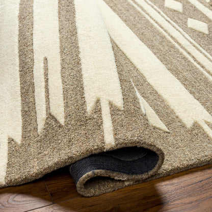 Cherokee Rug - 29982 by Livabliss in oatmeal, dark brown, brown. Made from 100% wool in a unique style.