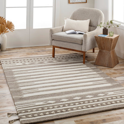 Cherokee Rug - 29982 by Livabliss in oatmeal, dark brown, brown. Made from 100% wool in a unique style.