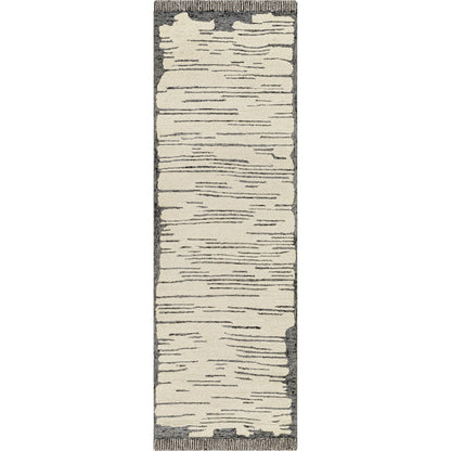 Cherokee Rug - 30181 by Livabliss in oatmeal, charcoal, black, cream. Made from 100% wool in a unique style.