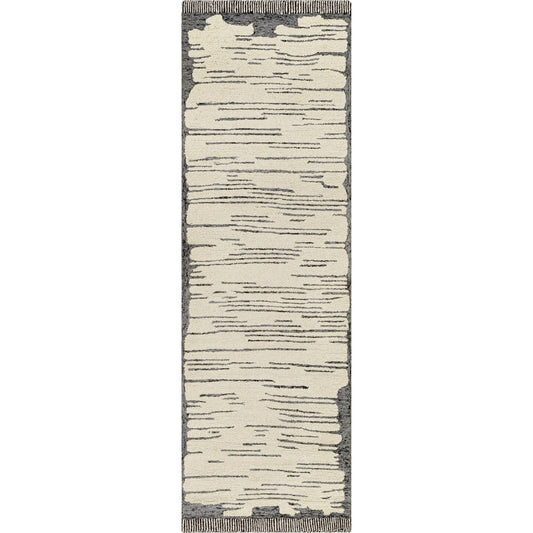 Cherokee Rug - 30181 by Livabliss in oatmeal, charcoal, black. Made from 100% wool in a unique style.