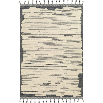 Cherokee Rug - 30181 by Livabliss in oatmeal, charcoal, black, cream. Made from 100% wool in a unique style.
