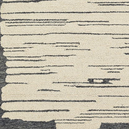 Cherokee Rug - 30181 by Livabliss in oatmeal, charcoal, black, cream. Made from 100% wool in a unique style.