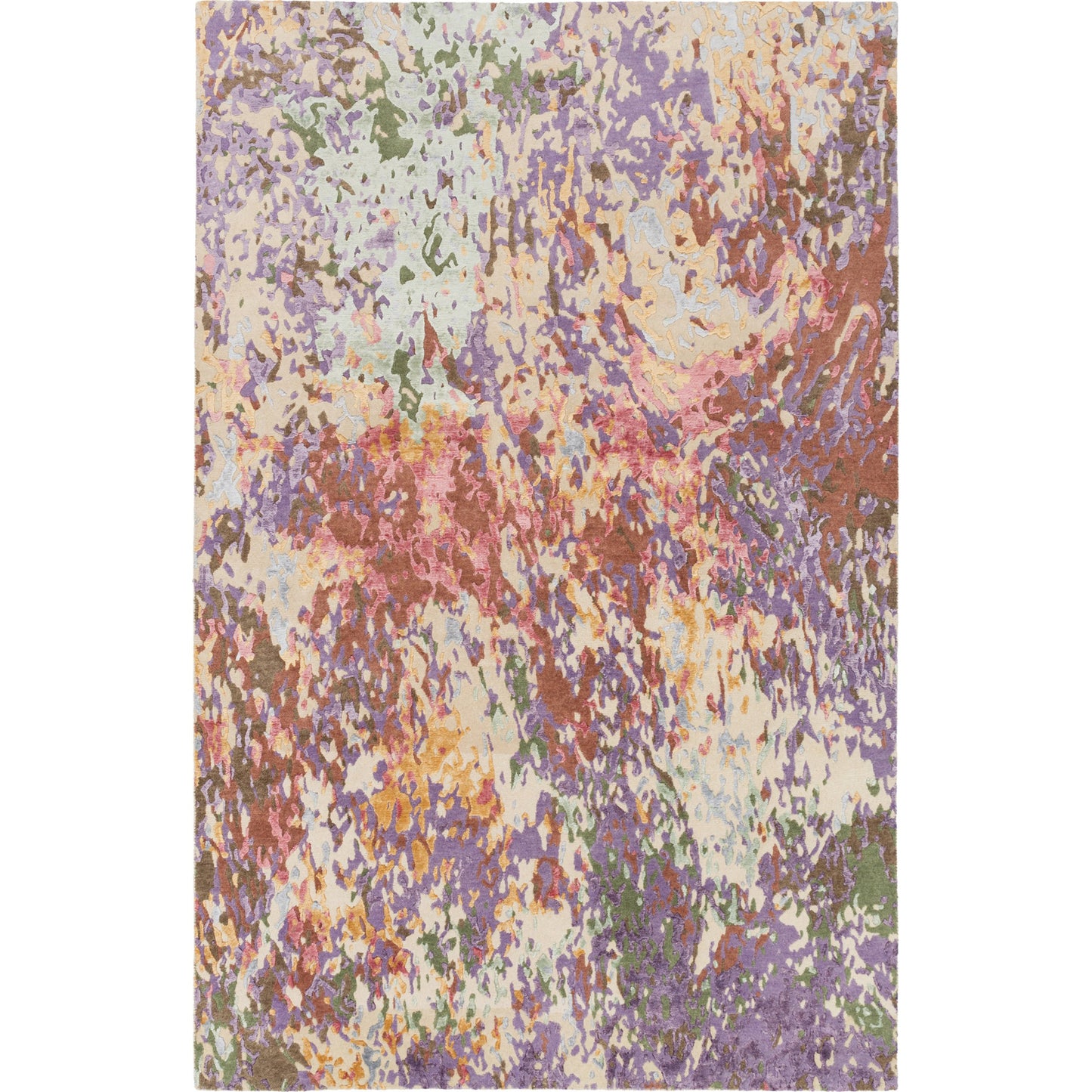 004 63450-25699,63450-25700,63450-25701 | Primary Silo | Chemistry CHM-2001 Rug by Surya in lavender, lilac, peach, olive, dark brown. Made from viscose, wool in a unique style.