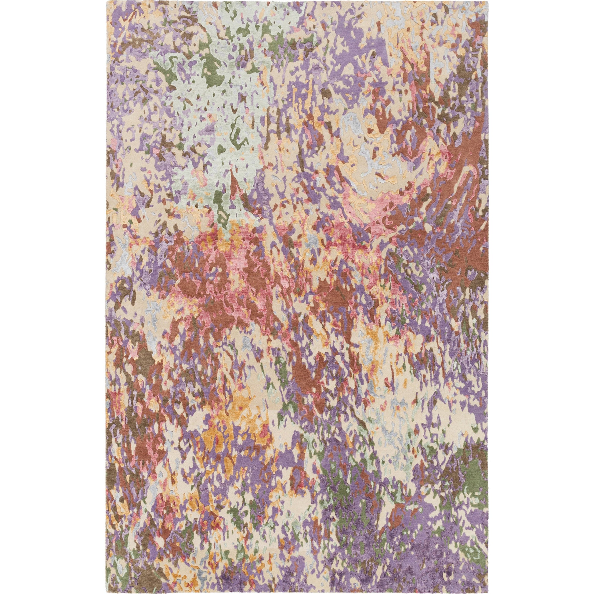 Chemistry CHM-2001 Rug by Surya in lavender, lilac, peach, olive, dark brown. Made from viscose, wool in a unique style.