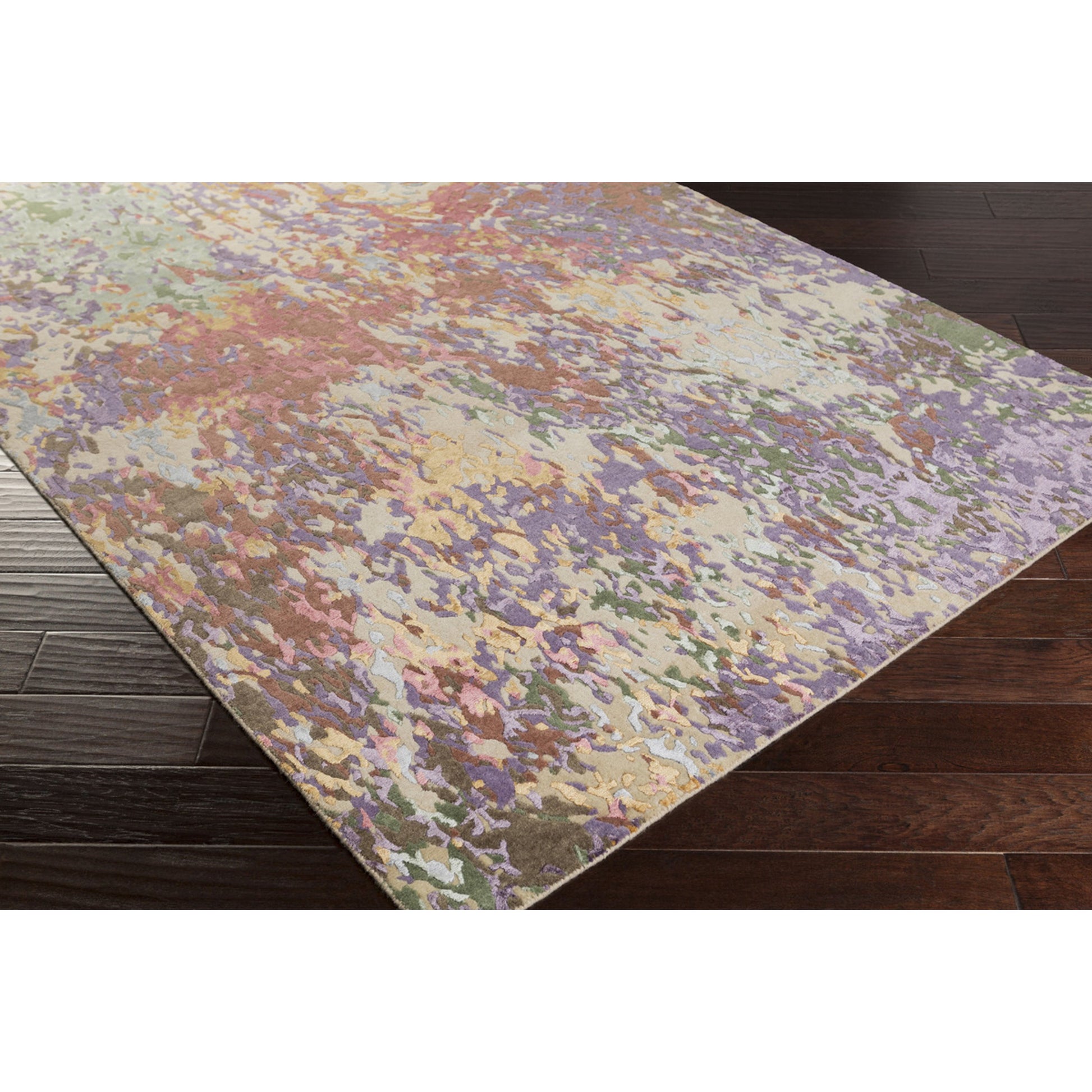 Chemistry CHM-2001 Rug by Surya in lavender, lilac, peach, olive, dark brown. Made from viscose, wool in a unique style.