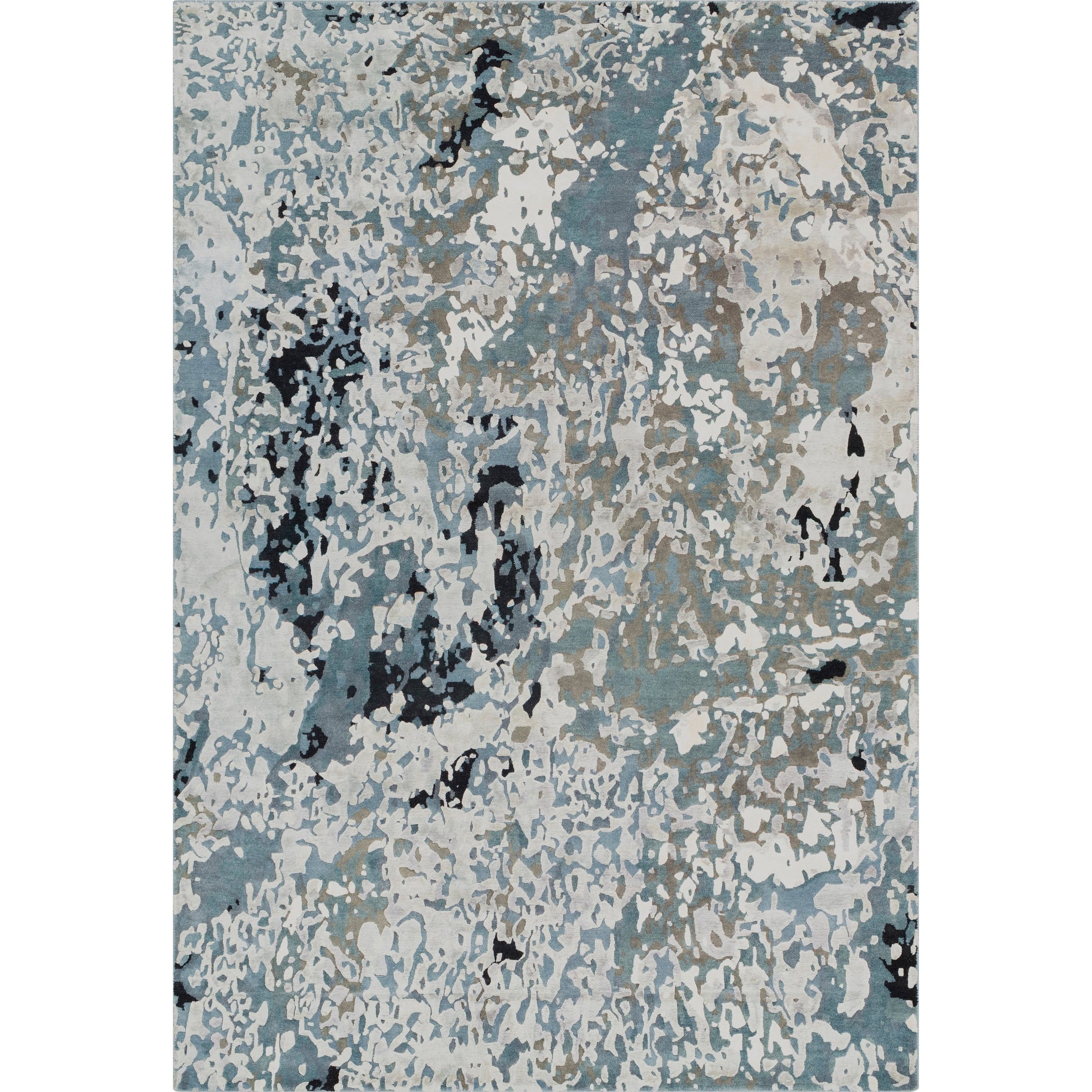 Chemistry CHM-2003 Rug by Surya in navy, denim, off-white, dusty sage, medium gray, black. Made from viscose, wool in a unique style.