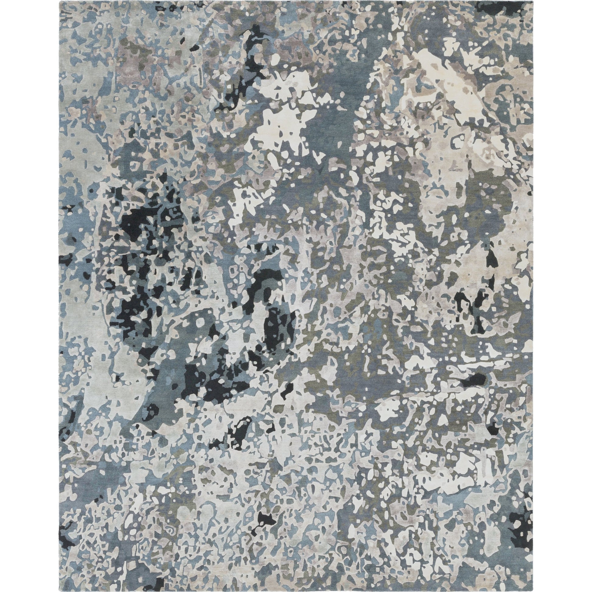 Chemistry CHM-2003 Rug by Surya in navy, denim, off-white, dusty sage, medium gray, black. Made from viscose, wool in a unique style.