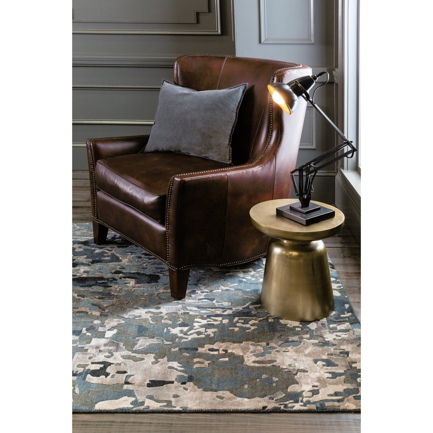 007 65559-25698,65559-25699 | Lifestyle | Chemistry CHM-2003 Rug by Surya in navy, denim, off-white, dusty sage, medium gray, black. Made from viscose, wool in a unique style.