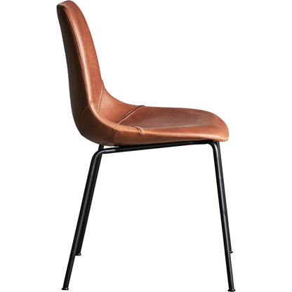 Lana Side Chair by Zentique in matte black frame, brown pu. Made from steel, pu leather in a traditional style.
