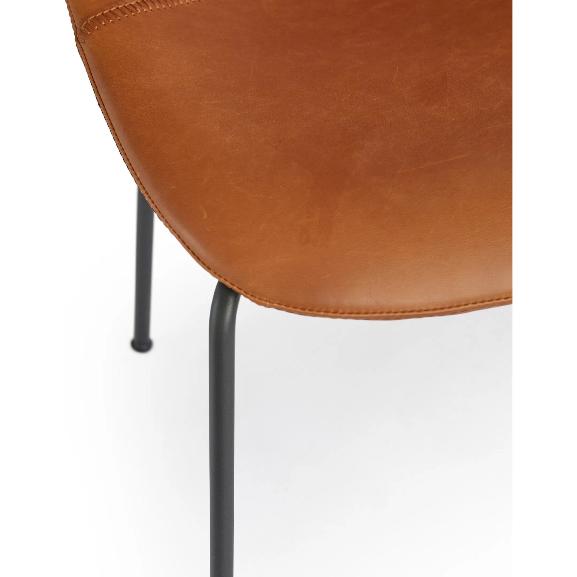 Lana Side Chair by Zentique in matte black frame, brown pu. Made from steel, pu leather in a traditional style.
