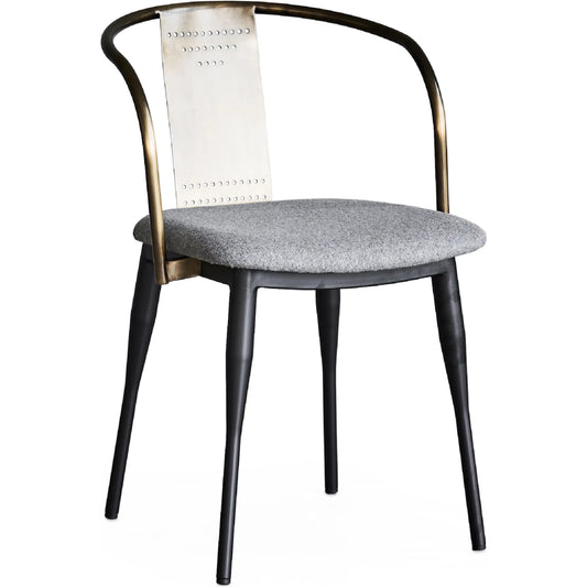 Janel Tub Chair by Zentique in matte black, bronze frame, grey fiber blend. Made from steel, fiber blend in a eclectic & global style.