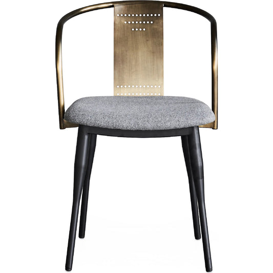 Janel Tub Chair by Zentique in matte black, bronze frame, grey fiber blend. Made from steel, fiber blend in a unique style.