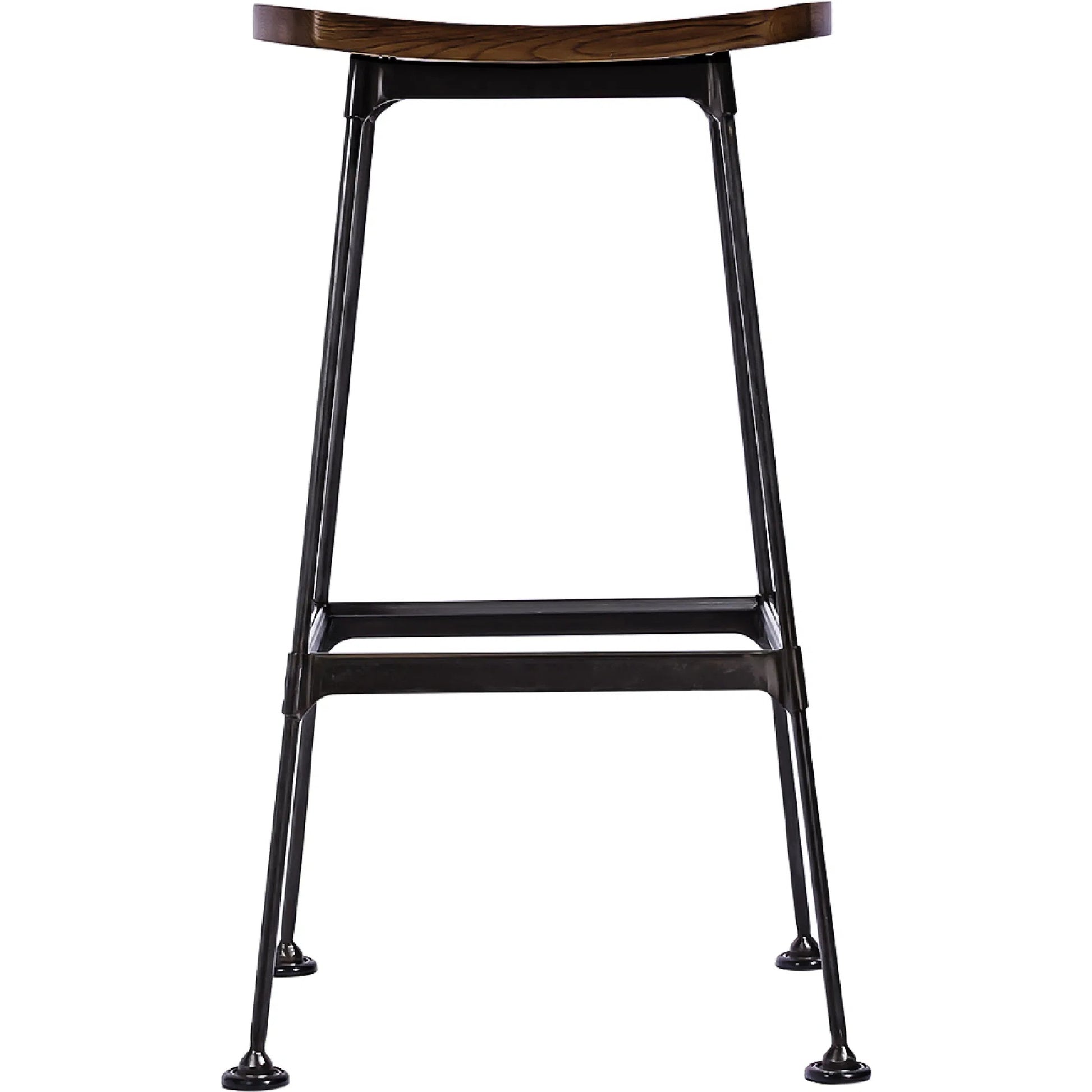 Arthur Bar Stool, Wooden Seat by Zentique in matte black steel, dark brown wood. Made from steel, wood in a unique style.