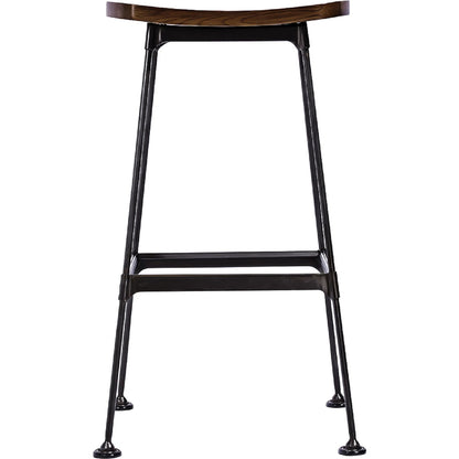 Arthur Bar Stool, Wooden Seat by Zentique in matte black steel, dark brown wood. Made from steel, wood in a unique style.