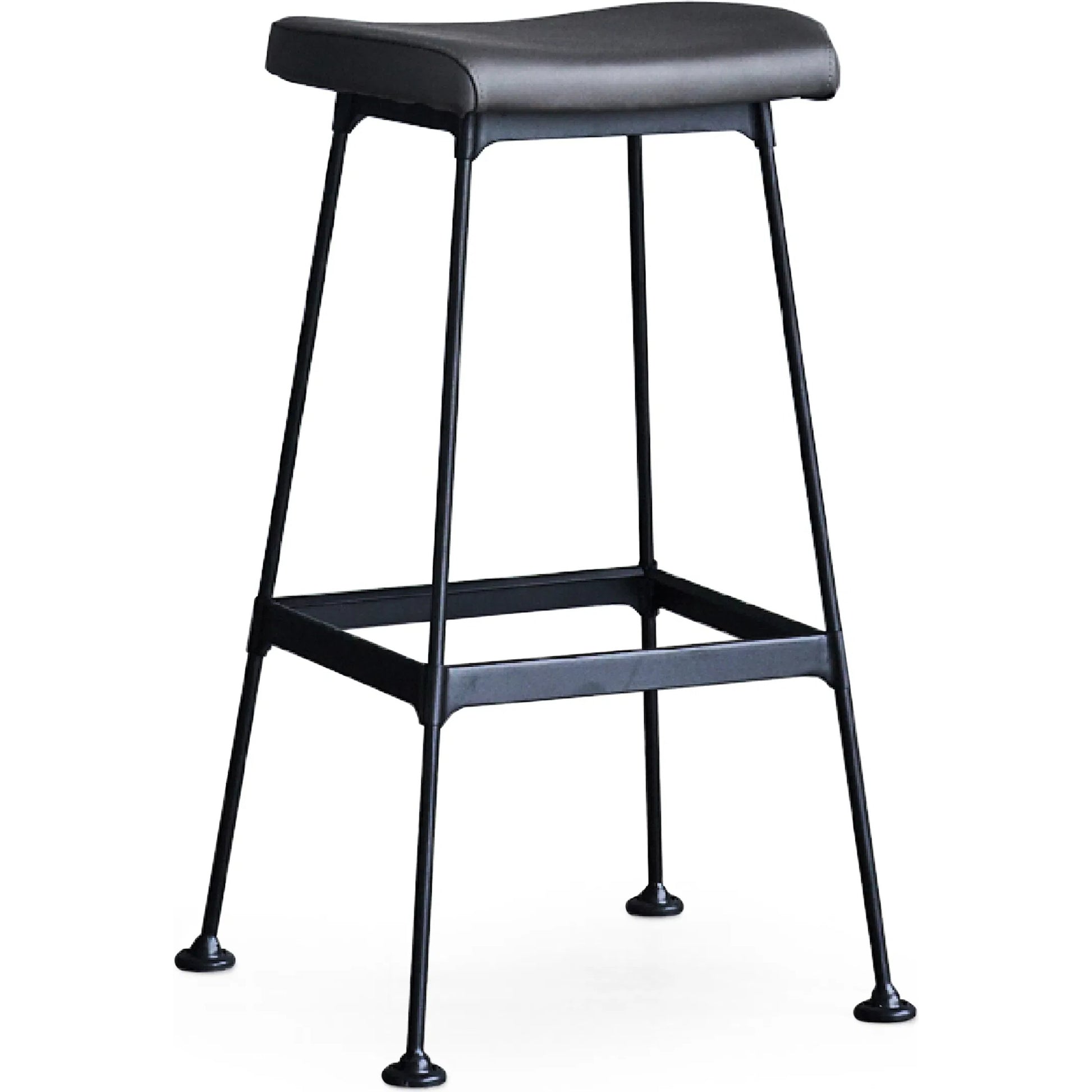 Arthur Bar Stool, PU Seat by Zentique in matte black steel, dark grey pu. Made from steel, pu leather in a unique style.