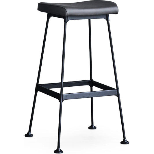 001 SI-2448713 | Primary Silo | Arthur Bar Stool, PU Seat by Zentique in matte black steel, dark grey pu. Made from steel, pu leather in a unique style.