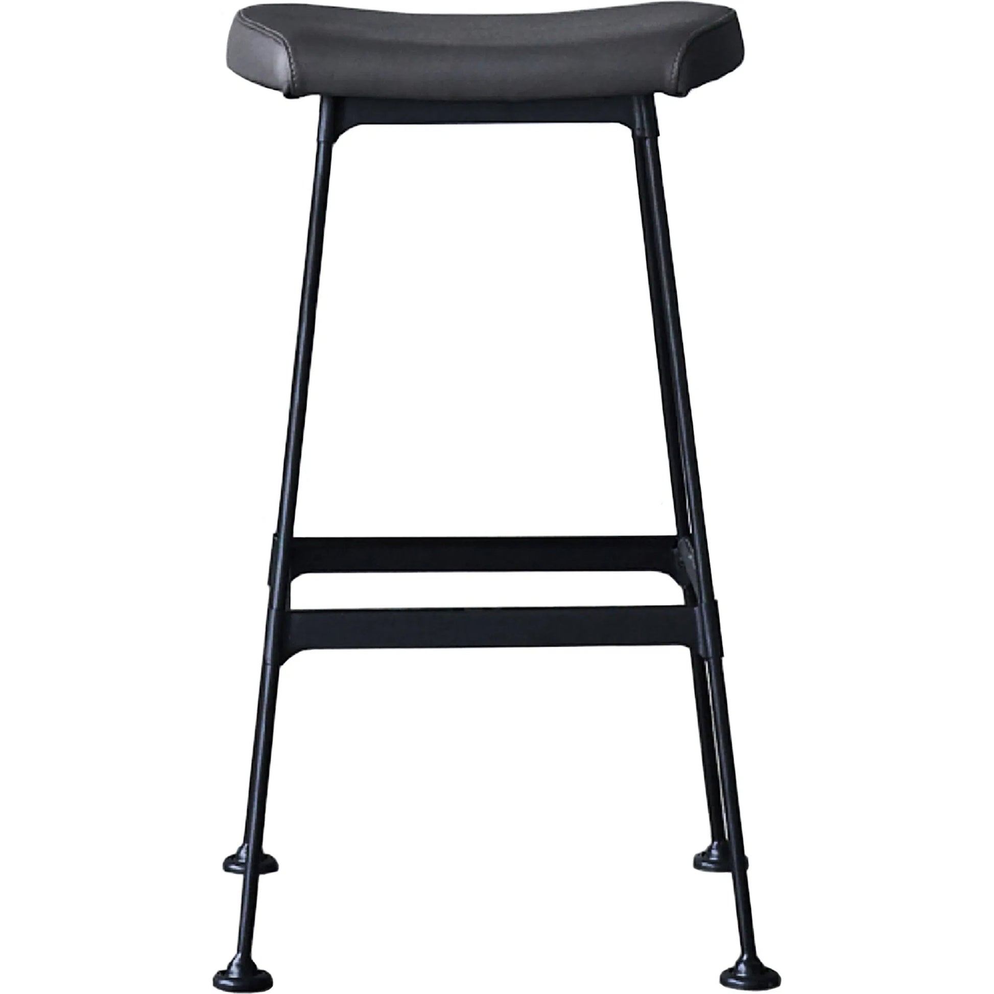Arthur Bar Stool, PU Seat by Zentique in matte black steel, dark grey pu. Made from steel, pu leather in a unique style.