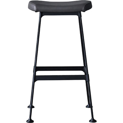 Arthur Bar Stool, PU Seat by Zentique in matte black steel, dark grey pu. Made from steel, pu leather in a unique style.