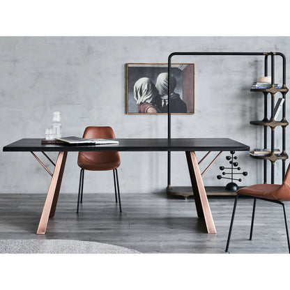 Ross Dining Table by Zentique in black steel, solid wood. Made from steel, solid wood in a modern style.