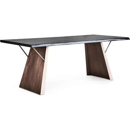 Ross Dining Table by Zentique in black steel, solid wood. Made from steel, solid wood in a modern style.