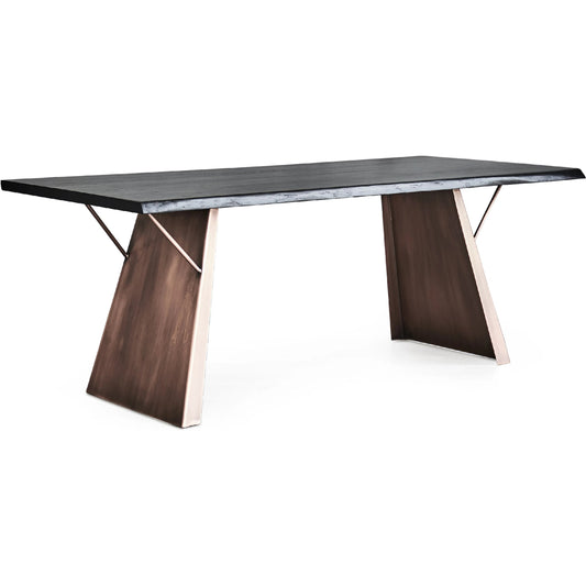 Ross Dining Table by Zentique in black steel, solid wood. Made from steel, solid wood in a unique style.