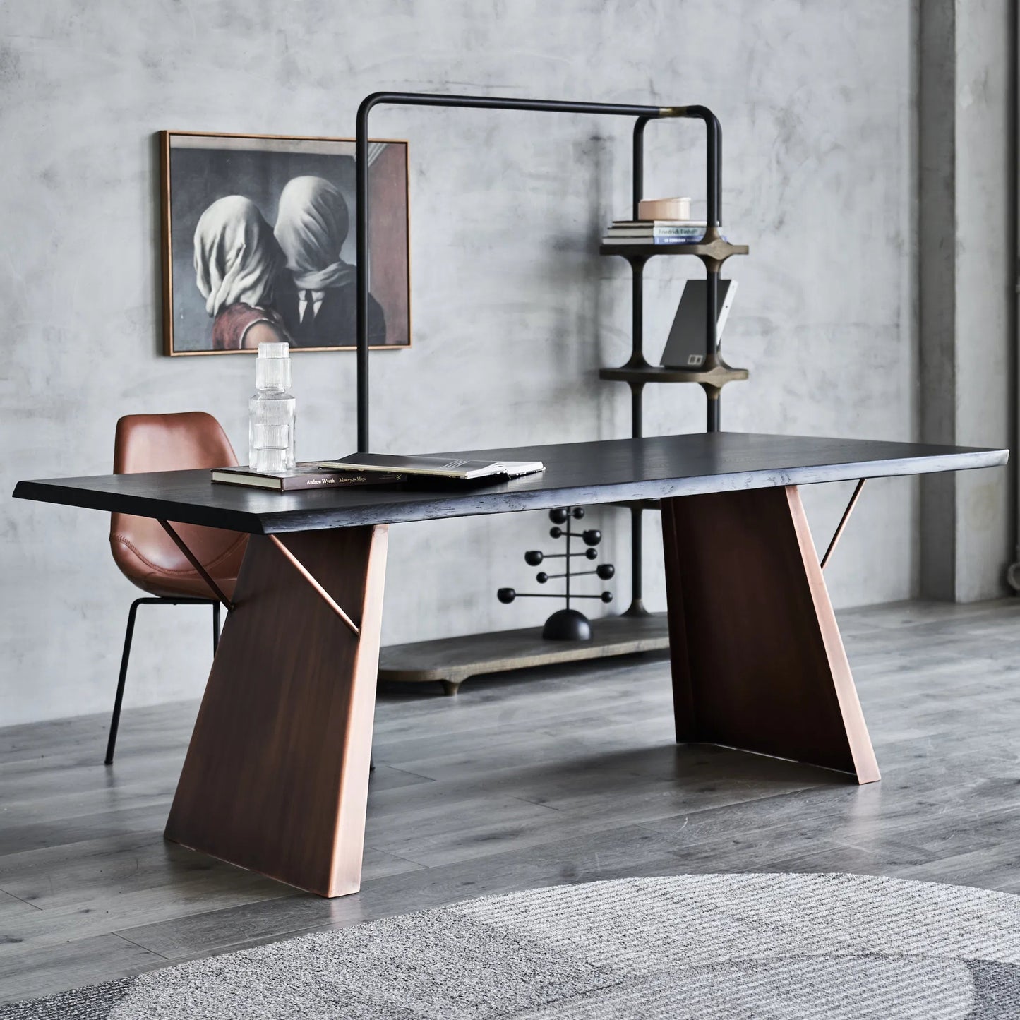 005 SI-2448950 | Lifestyle | Ross Dining Table by Zentique in black steel, solid wood. Made from steel, solid wood in a modern style.