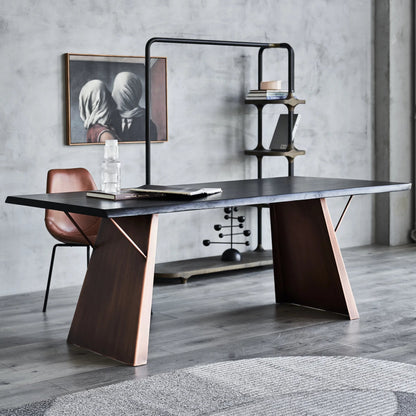 Ross Dining Table by Zentique in black steel, solid wood. Made from steel, solid wood in a modern style.