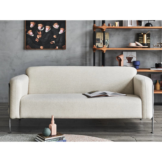 Holland Greige Sofa by Zentique in matte black steel, greige linen. Made from steel, linen in a transitional style.