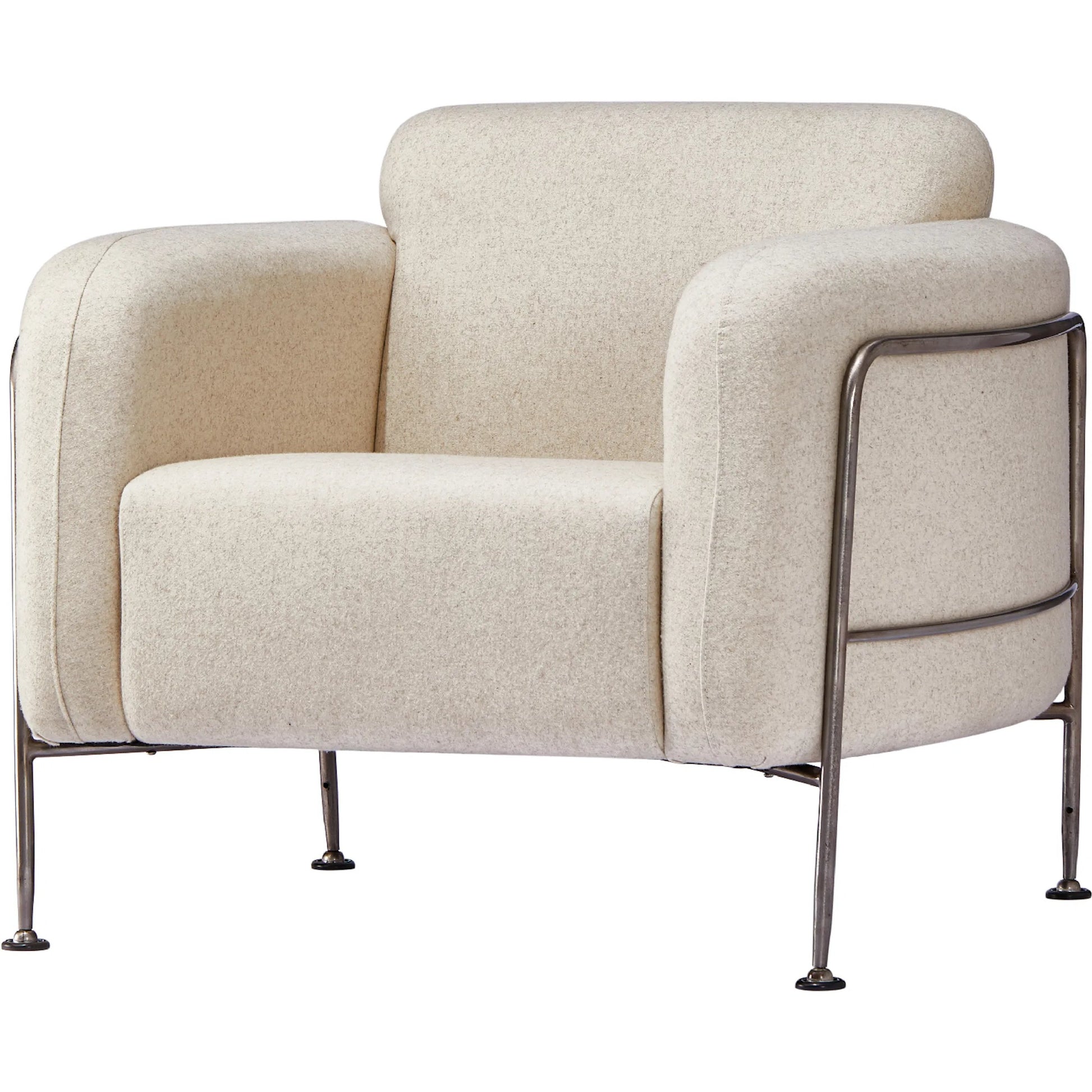 Holland Greige Club Chair by Zentique in matte black steel, greige linen. Made from steel, linen in a transitional style.