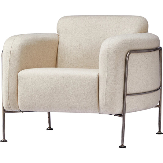 Holland Greige Club Chair by Zentique in matte black steel, greige linen. Made from steel, linen in a unique style.