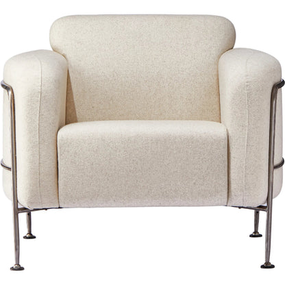 Holland Greige Club Chair by Zentique in matte black steel, greige linen. Made from steel, linen in a transitional style.