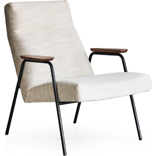 Trevor Off-White Arm Chair by Zentique in matte black steel, off-white linen. Made from steel, linen in a unique style.