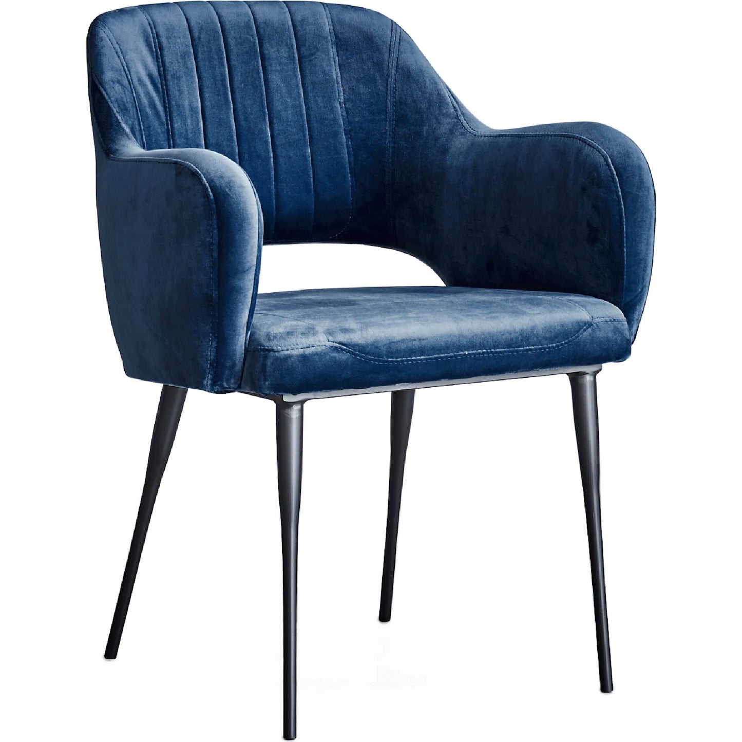 001 SI-2448899 | Primary Silo | Margot Arm Chair by Zentique in matte black steel, blue velvet. Made from steel, velvet in a modern style.