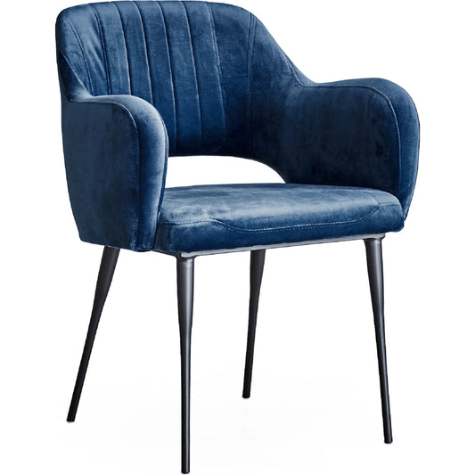 Margot Arm Chair by Zentique in matte black steel, blue velvet. Made from steel, velvet in a unique style.