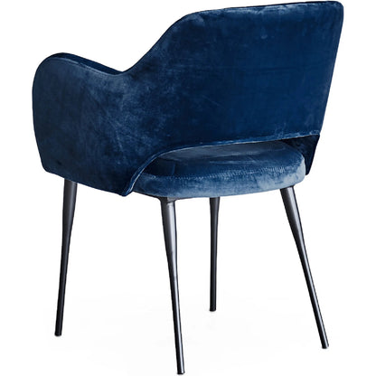 Margot Arm Chair by Zentique in matte black steel, blue velvet. Made from steel, velvet in a modern style.