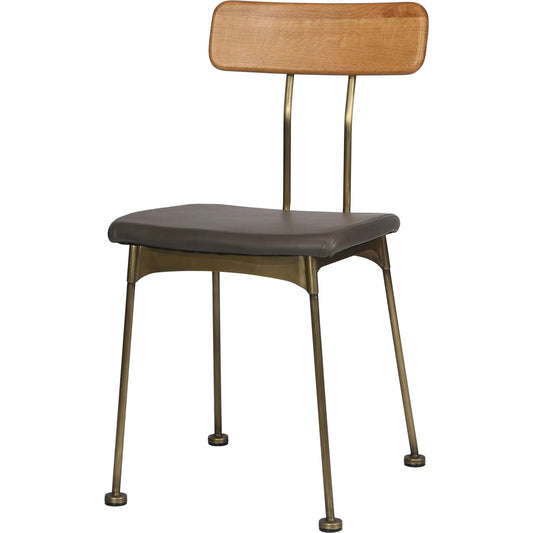 Condor Side Chair by Zentique in matte black steel, dark brown wood, dark grey pu. Made from steel, wood, pu leather in a unique style.