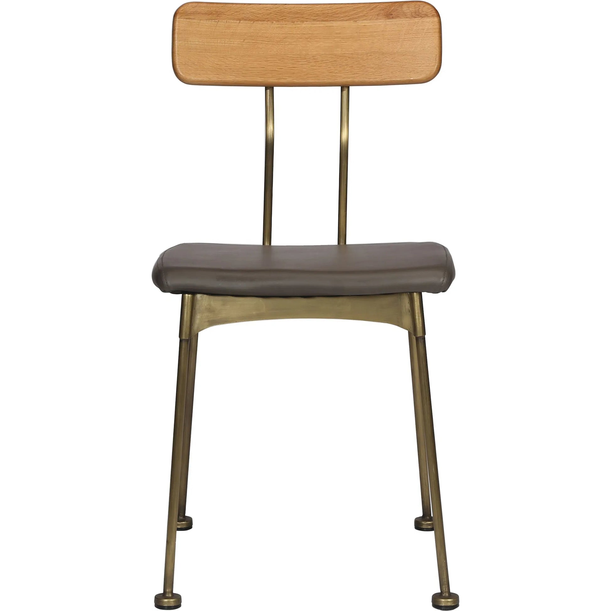 Condor Side Chair by Zentique in matte black steel, dark brown wood, dark grey pu. Made from steel, wood, pu leather in a traditional style.