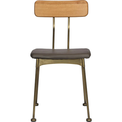 Condor Side Chair by Zentique in matte black steel, dark brown wood, dark grey pu. Made from steel, wood, pu leather in a traditional style.