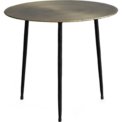 Stormy Side Table by Zentique in bronze steel top, forged black steel base. Made from steel in a modern style.
