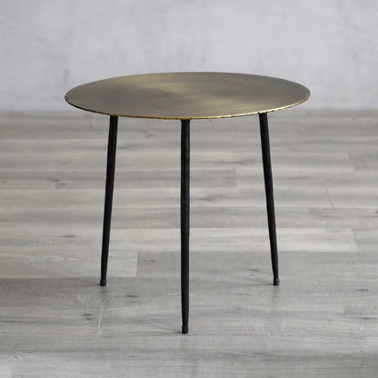 Stormy Side Table by Zentique in bronze steel top, forged black steel base. Made from steel in a modern style.