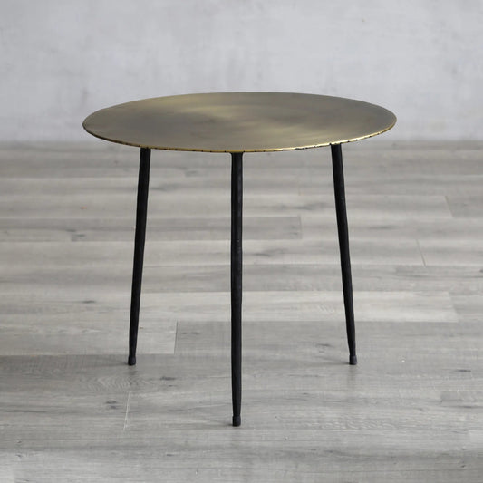 Stormy Side Table by Zentique in bronze steel top, forged black steel base. Made from steel in a modern style.