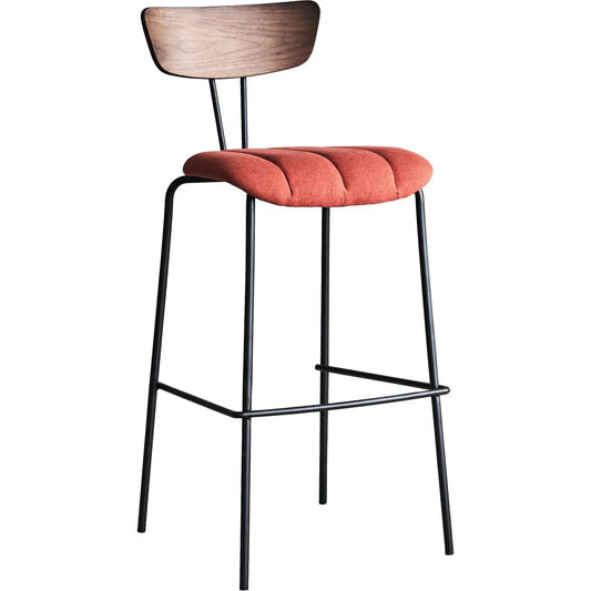 Lara Bar Stool by Zentique in red. Made from steel, cotton, plywood in a unique style.